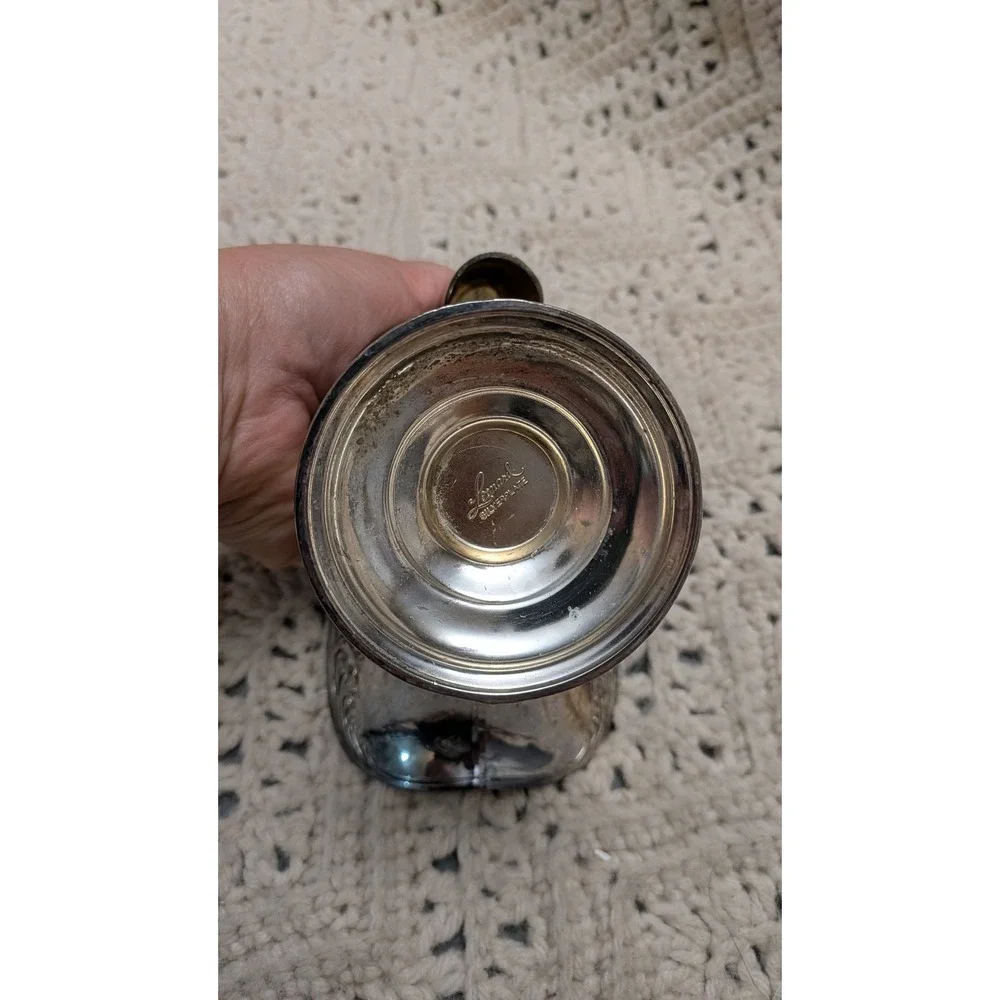 Leonard Silverplate Sugar Scuttle Floral Repousse Gold Wash Interior with Scoop